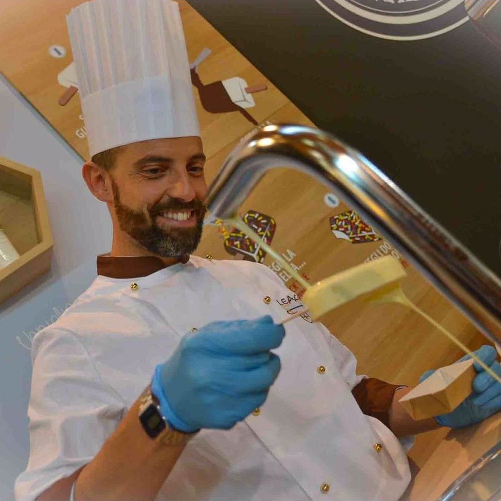 Filo, Master Gelato Chef, working in chef whites