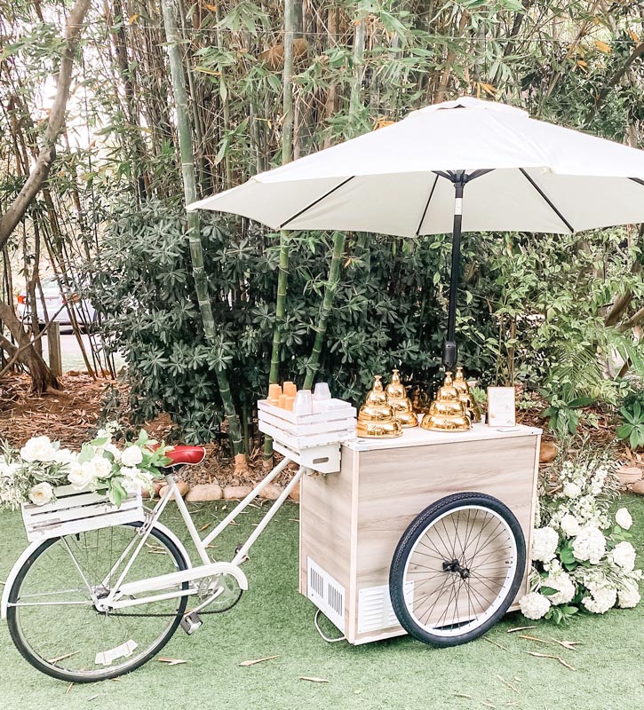 Styled gelato service cart set up for an event